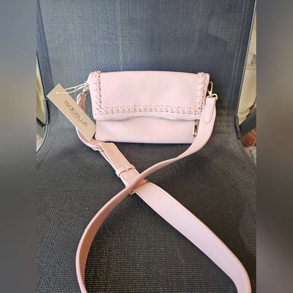 Isabelle Los Angeles Pink Leather Clutch Crossbody Bag - Picture 1 of 8
